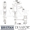 Bristan Prism Basin Mixer Pop-Up Waste Tap Dimensions